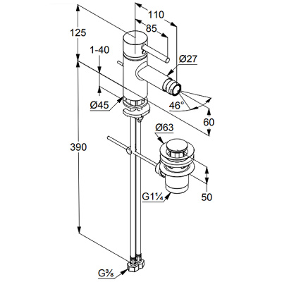 Смеситель для биде BOZZ BLACK 385333976 черный KLUDI фото в интернет-магазине Русалия
