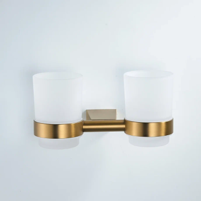 Стакан для ванной комнаты двойной Shevanik SG5722G, золотой сатин фото в интернет-магазине Русалия