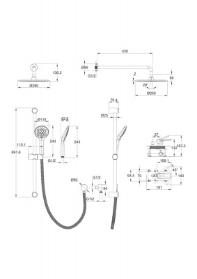 Встраиваемая душевая система для душа Moduo A64087 Cersanit фото в интернет-магазине Русалия