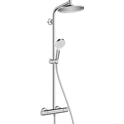 Душевая система Crometta S 240 1jet Showerpipe с термостатом для душа 27267000 Hansgrohe фото в интернет-магазине Русалия