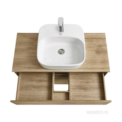 Тумба под раковину AQUATON Либерти 100 2 ящика, дуб эльвезия 1A279601LYC70 фото в интернет-магазине Русалия