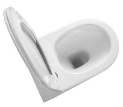 BURGOS ALTO Унитаз приставной безободковый белый, тонкое сиденье дюропласт soft close IBERICA BLANCA фото в интернет-магазине Русалия