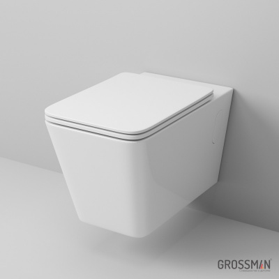 Унитаз подвесной безободковый с сиденьем микролифт GR-4414S Grossman фото в интернет-магазине Русалия