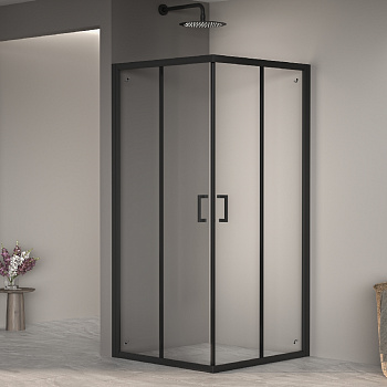 Душевой уголок RGW PA-39B 100х100, стекло - прозрачное, профиль черный фото в интернет-магазине Русалия