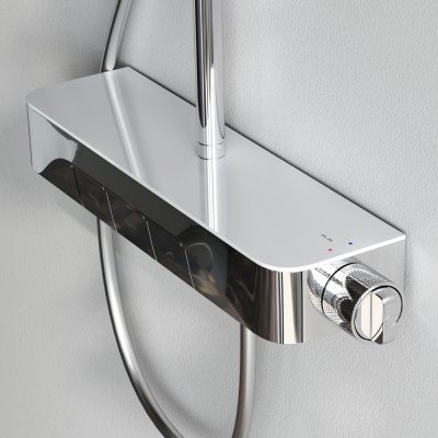 F078F700 Func, душ.система: см-ль-полка д/ванны/душа, душ.штанга, верхн. душ квадр., ручн.душ, хром фото в интернет-магазине Русалия