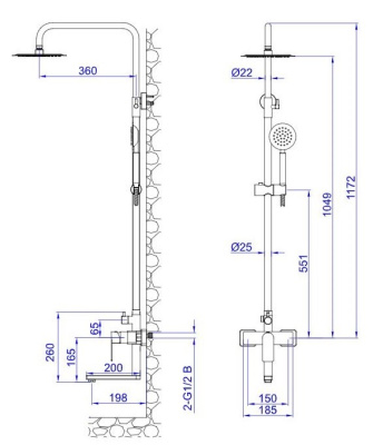 Душевая система со смесителем ESKO "Beijing" (ST250BJ) фото в интернет-магазине Русалия