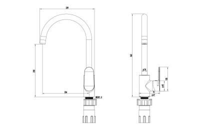 AQ1882CR НИКА смеситель для кухни (полукруглый излив) Aquatek фото в интернет-магазине Русалия