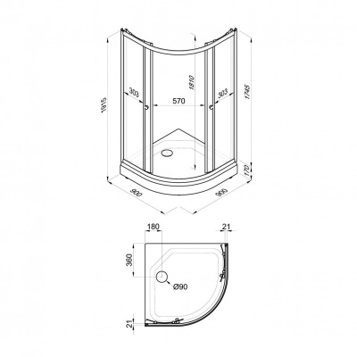 Душевой уголок Мозаика 90*90 А (3 места+сифон D90) Тритон Щ0000061803 фото в интернет-магазине Русалия