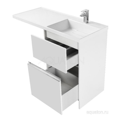 Тумба под раковину AQUATON Лондри 60 белый с фасадом 1A235901LH010 фото в интернет-магазине Русалия