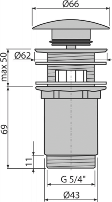 Донный клапан для раковины А392C AlcaPlast фото в интернет-магазине Русалия