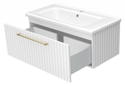 Тумба Alicante 90 подвесная (белая) с раковиной Днепрокерамика Этна 90 Brevita фото в интернет-магазине Русалия