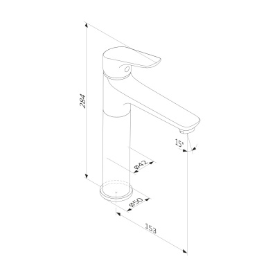 770250301 Jupiter, смеситель для умывальника высокий, черный фото в интернет-магазине Русалия