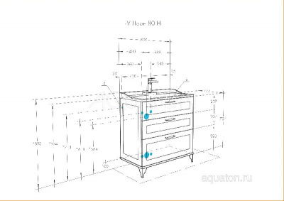 Тумба под раковину AQUATON Леон 80 Н дуб белый 1A187801LBPS0 фото в интернет-магазине Русалия
