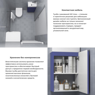 Тумба с раковиной WC Area 40 см матовый синий 221804006 Wellsee фото в интернет-магазине Русалия