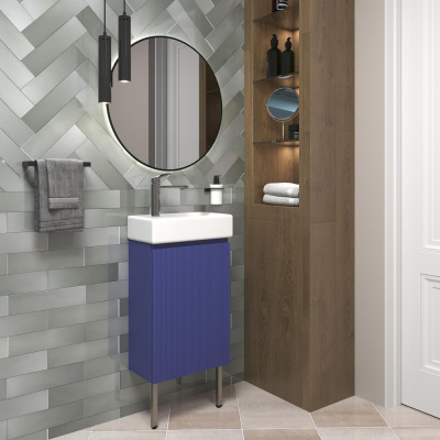 Тумба с раковиной WC Area 40 см матовый синий 221804004 Wellsee фото в интернет-магазине Русалия