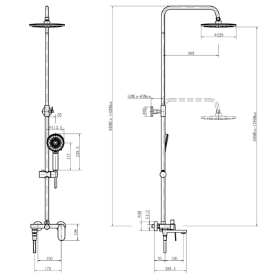 Душевая система FASHUN хром (A2488) фото в интернет-магазине Русалия