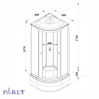 Кабина BETT821 душевая PARLY (80х80х215) фото в интернет-магазине Русалия