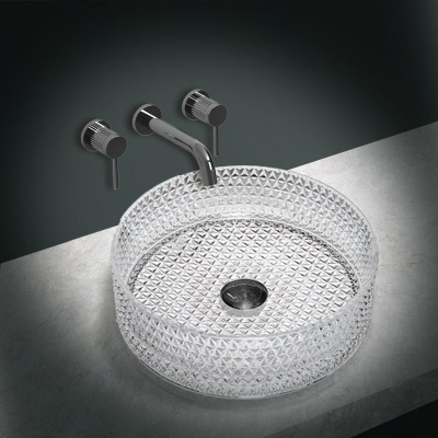 Раковина стеклянная Vincea VBS-5GL01, 400*400*125, накладная, цвет прозрачный фото в интернет-магазине Русалия