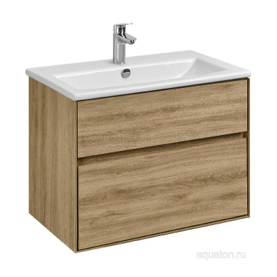 Тумба под раковину AQUATON Либерти 75 2 ящика, дуб эльвезия 1A279501LYC70 фото в интернет-магазине Русалия
