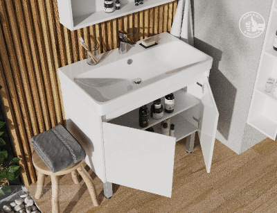 Тумба под раковину AQUATON Сканди 80 белый матовый, белый глянец 1A283001SD010 фото в интернет-магазине Русалия