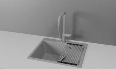 Смеситель для кухни GRANULA с выдвижным изливом (8173, АЛЮМИНИУМ) фото в интернет-магазине Русалия