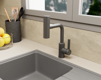 Смеситель для кухни с поворотной лейкой RUSH Tinos (TI3732-17Grey) фото в интернет-магазине Русалия