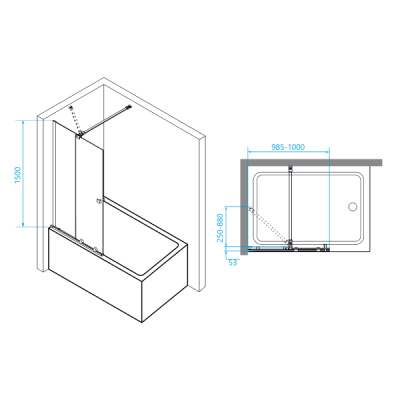 Шторка на ванну RGW SC-46 1000, стекло прозрачное, профиль хром фото в интернет-магазине Русалия