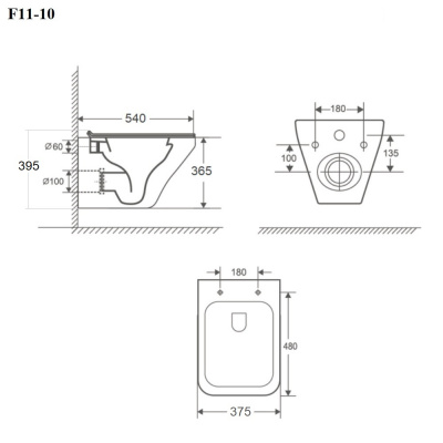 BOND F11-10 Унитаз подвесной безободковый с сиденьем с микролифтом фото в интернет-магазине Русалия