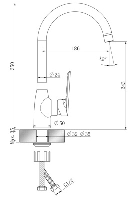 Смеситель для кухни ESKO "Lagos Black" (LG519B) фото в интернет-магазине Русалия