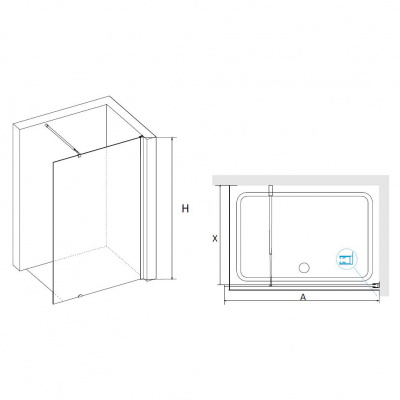 Перегородка для душа 90 WA-02 RGW фото в интернет-магазине Русалия