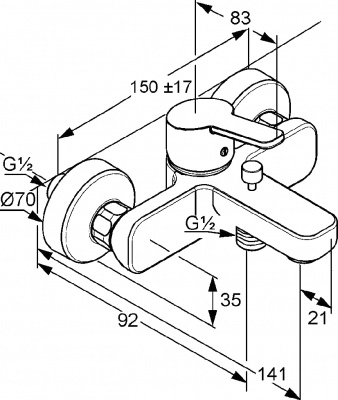 Смеситель для ванны LOGO NEO 376810575 KLUDI фото в интернет-магазине Русалия