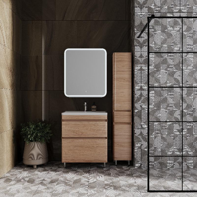 Тумба напольная "Атлантика 70", Люкс ясень перламутр, PLUS + Умывальник Атлантик 70 фото в интернет-магазине Русалия