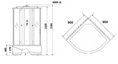 Душевая кабина 90х90 NG-8308 белая Niagara фото в интернет-магазине Русалия