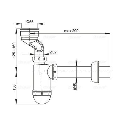 Сифон для писсуара вертикального подключения A45A AlcaPlast фото в интернет-магазине Русалия