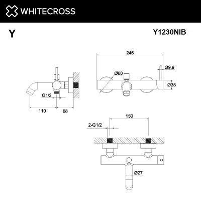 Смеситель для ванны WHITECROSS Y Y1230NIB (брашированный никель) фото в интернет-магазине Русалия