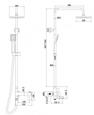 Душевая система со смесителем на ванну Real F6333367CP-A-RUS Bravat фото в интернет-магазине Русалия