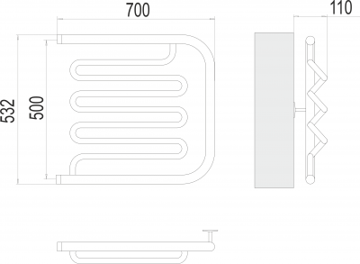 Водяной полотенцесушитель Фокстрот-Лиана (1")  500х700 4620768880995 Terminus фото в интернет-магазине Русалия