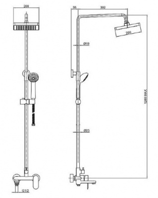 Душевая система со смесителем на ванну Opal F6125183CP-A Bravat фото в интернет-магазине Русалия