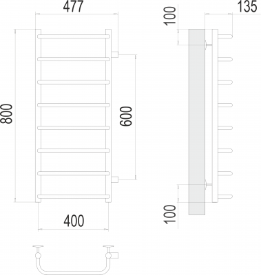 Водяной полотенцесушитель Стандарт П8 400х800 бп600 4670078530363 Terminus фото в интернет-магазине Русалия