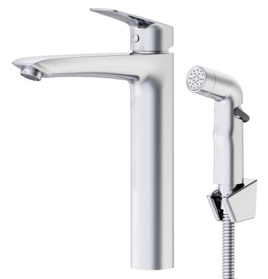 Смеситель ESKO "Kaliningrad" для раковины с гигиеническим душем, высокий (KG25H) фото в интернет-магазине Русалия