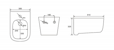 Биде подвесное AQUATEK ЛУГАНО AQ1002-00, 510*350*320 мм, цвет белый фото в интернет-магазине Русалия