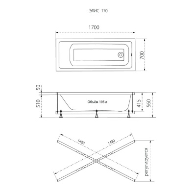 Ванна Элис 170 Щ0000066028 Тритон фото в интернет-магазине Русалия
