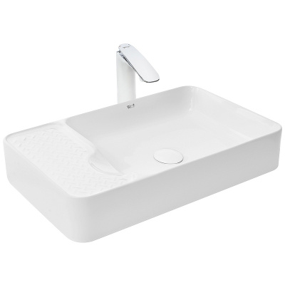 Раковина накладная прямоугольная со смещенным центром Elbach 2263 56 WeltWasser фото в интернет-магазине Русалия