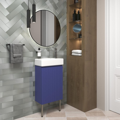 Тумба с раковиной WC Area 40 см матовый синий 221804003 Wellsee фото в интернет-магазине Русалия