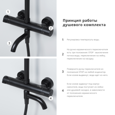 A28801 Thermo Душевой комплект с термостатическим смесителем Wasserkraft фото в интернет-магазине Русалия