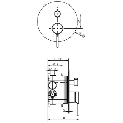 Смеситель для душа скрытого монтажа EXCELLENT Pi AREX.1247CR (хром) фото в интернет-магазине Русалия