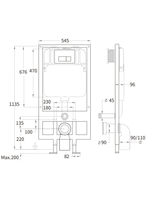 BAMBERG 545 WT Инсталляция для унитаза. Черная кнопка WeltWasser фото в интернет-магазине Русалия