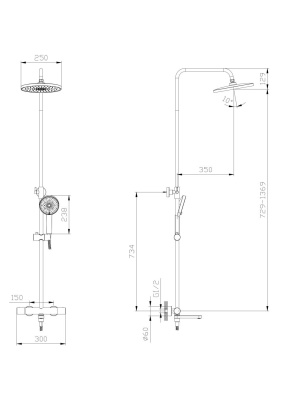 Тропическая душевая система RUSH термостатическая с изливом хром (ST4235-70) фото в интернет-магазине Русалия