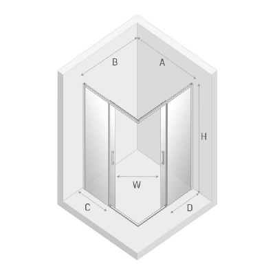 Душевое ограждение NEW TRENDY PRIME 70x70x200 D-0348A/D-0349A (хром) фото в интернет-магазине Русалия