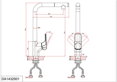 Смеситель для кухни с выдвижной лейкой Berlin.Freie DK (DA1432501) фото в интернет-магазине Русалия